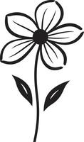 Casual Freehand Blossom Monochrome Design Logo Scribbled Floral Design Black Emblematic Sketch vector