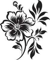 Minimalistic Flower Art Black Icon Floral Contouring Monochrome Emblem vector