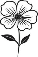 Whimsical Petal Doodle Black Designated Icon Artistic Bloom Gesture Hand Drawn Monochrome Emblem vector