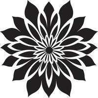 Minimalist Floral Essence Monochrome Emblem Bold Bloom Framework Black Symbol vector