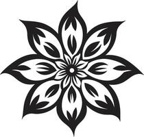 Botanical Silhouette Monochrome Logo Thickened Flower Outline Black Design Emblem vector