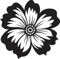 Thick Floral Silhouette Black Logo Simple Petal Sketch Monochrome Symbol vector