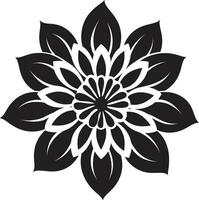 engrosado floración contorno monocromo floral marco sencillo flor bosquejo negro flor icono vector