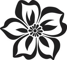 Bold Petal Framework Black Icon Minimalist Bloom Structure Monochrome Emblematic Design vector