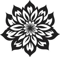 Simple Floral Framework Black Iconic Symbol Solid Blossom Sketch Monochrome Vectorized Emblem vector