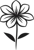 Playful Petal Sketch Black Monochrome Symbol Handcrafted Bloom Outline Simple Design Logo vector