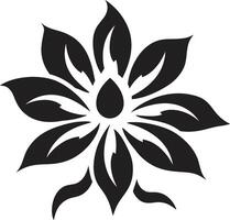 Robust Flower Framework Black Symbol Thickened Blossom Boundary Monochrome Iconic Emblem vector