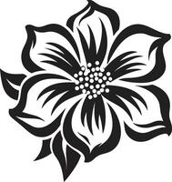 Simple Floral Framework Black Iconic Symbol Solid Blossom Sketch Monochrome Emblem vector