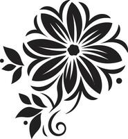 Minimalist Floral Essence Monochrome Emblem Frame Bold Bloom Framework Black Vectorized Symbol vector