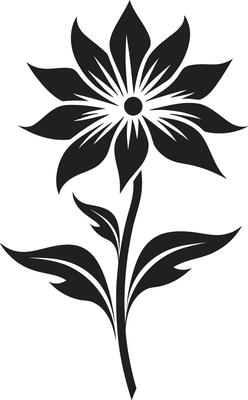 Minimalistic Blossom Monochrome Logo Thickened Bloom Design Black Symbolic Icon