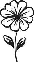 hecho a mano floral icono monocromo mano dibujado diseño juguetón a mano florecer negro emblemático bosquejo vector