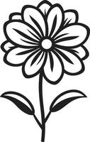 Expressive Doodle Flower Monochrome Designated Icon Simple Sketchy Petal Black Hand Drawn Logo vector