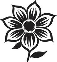 Thickened Petal Outline Monochrome Frame Simple Floral Framework Black Iconic Symbol vector