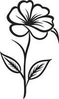 Whimsical Blossom Sketch Black Designated Emblem Artistic Hand Drawn Flower Monochrome Emblematic Symbol vector