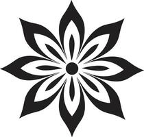 simplista pétalo bosquejo monocromo emblemático flor robusto flor marco de referencia negro designado vector