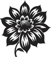 Simple Petal Sketch Black Floral Emblem Solid Floral Contour Monochrome Sketch vector