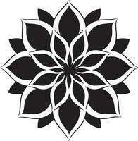 Intricate Bloom Outline Monochrome Sketch Thickened Flower Sketch Black Design Icon vector