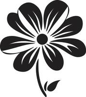 Bold Floral Structure Black Emblem Robust Petal Symbol Monochrome Emblem vector