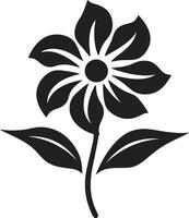 Simple Botanical Framework Monochrome Emblematic Icon Robust Flower Boundary Black Designated Floral Sketch vector