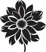 rígido botánico diseño monocromo emblema floral recubrimiento icono negro símbolo vector