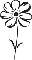 Casual Floral Essence Black Designated Emblem Artisanal Flower Sketch Hand Drawn Icon vector