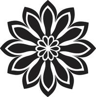 Thickened Petal Contour Black Emblematic Design Bold Bloom Monochrome Emblematic vector