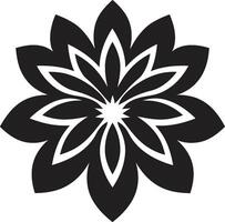 Intricate Bloom Outline Black Symbolic Design Botanical Contour Monochrome Sketch vector