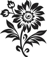 Simple Petal Sketch Monochrome Icon Outlined Blossom Black Design vector