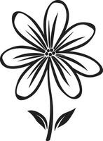 Playful Floral Doodle Black Emblematic Icon Handcrafted Petal Sketch Monochrome Emblem vector