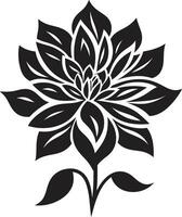 Bold Bloom Structure Monochrome Designated Emblem Simplistic Petal Framework Black Floral Design vector