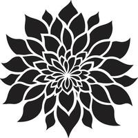 botánico silueta monocromo logo engrosado flor contorno negro diseño emblema vector