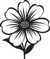 Expressive Floral Doodle Monochrome Designated Symbol Simple Hand Drawn Sketch Black Vectorized Icon vector