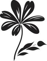 Simplistic Flower Frame Monochrome Emblematic Symbol Robust Petal Sketch Black Iconic Symbol vector