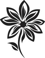 Simplified Blossom Outline Monochrome Iconic Design Robust Flower Boundary Black Iconic Emblem vector