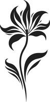 Minimalist Petal Framework Monochrome Emblematic Logo Bold Floral Sketch Black Emblem vector