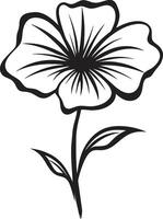 Simple Floral Gesture Monochrome Emblematic Sketch Expressive Flower Sketch Black Design Logo vector