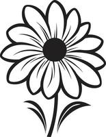 Freehand Petal Sketch Monochrome Designated Symbol Whimsical Flower Emblem Black Hand Drawn Design vector