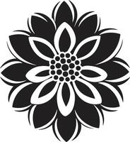 Solid Petal Framework Black Design Bold Floral Contour Monochrome Iconic Frame vector