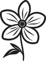 Freehand Bloom Outline Monochrome Symbol Playful Floral Doodle Black Emblematic Icon vector