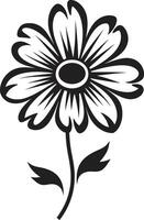simplista floración contorno monocromo icónico símbolo robusto pétalo contorno negro diseño bosquejo vector