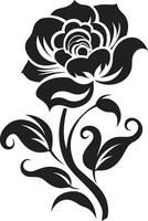 Intricate Petal Boundary Black Symbolic Emblem Botanical Framework Monochrome Iconic vector