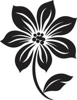 Thickened Blossom Sketch Monochrome Emblematic Design Simple Flower Sketch Black Emblematic Icon vector