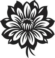 Bold Floral Symbol Black Emblem Robust Petal Framework Monochrome Symbol vector