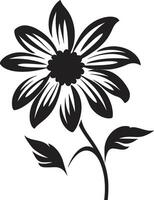 Simple Outline Monochrome Flower Logo Floral Silhouette Black Icon vector