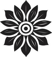 Thickened Petal Contour Monochrome Icon Solid Floral Sketch Black Emblematic Design vector