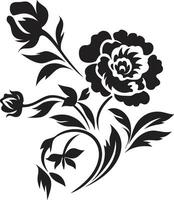 Thickened Petal Framework Black Emblem Minimalist Bloom Contour Monochrome Design Logo vector