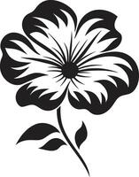 Robust Petal Structure Black Iconic Emblem Intricate Bloom Outline Monochrome Sketch vector