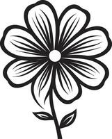 Handcrafted Bloom Doodle Black Designated Sketch Scribbled Blossom Monochrome Sketch Emblem vector