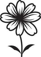 Artistic Floral Emblem Monochrome Icon Casual Hand Drawn Flower Black Sketch Icon vector