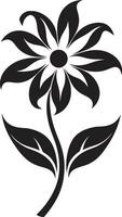 negrita floral contorno negro vectorizado bosquejo simplista flor marco monocromo emblemático símbolo vector